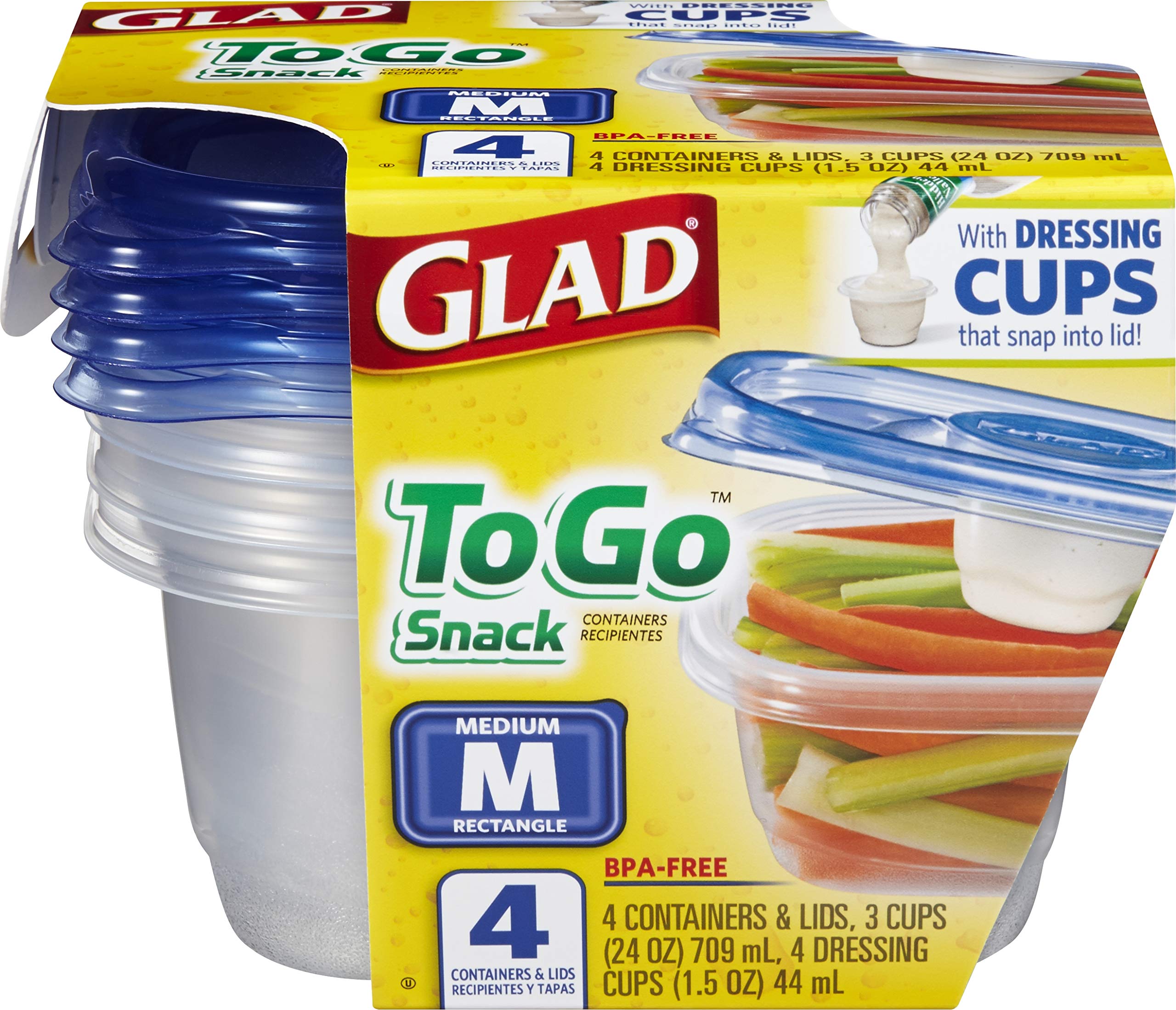 Glad container next to a water bottle showing 24 oz size comparison benefit