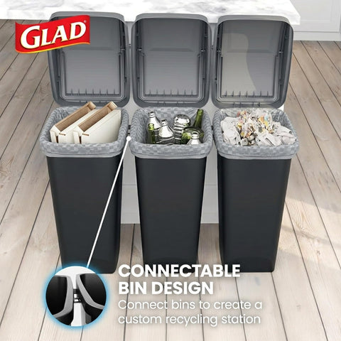 Glad side profile with visible trash bag showing easy bag installation
