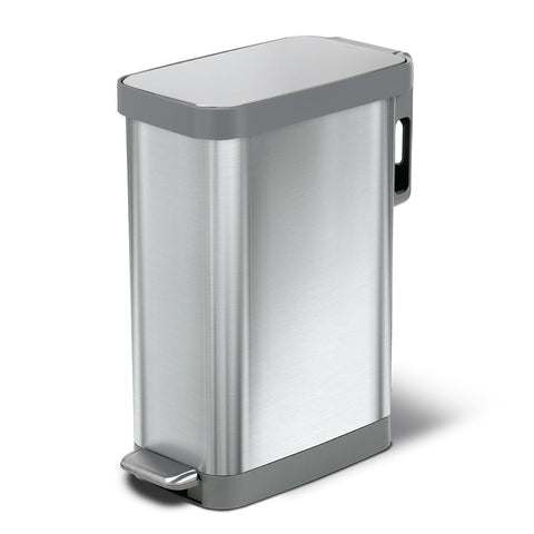 Glad slim trash can front view showcasing narrow design and clean look