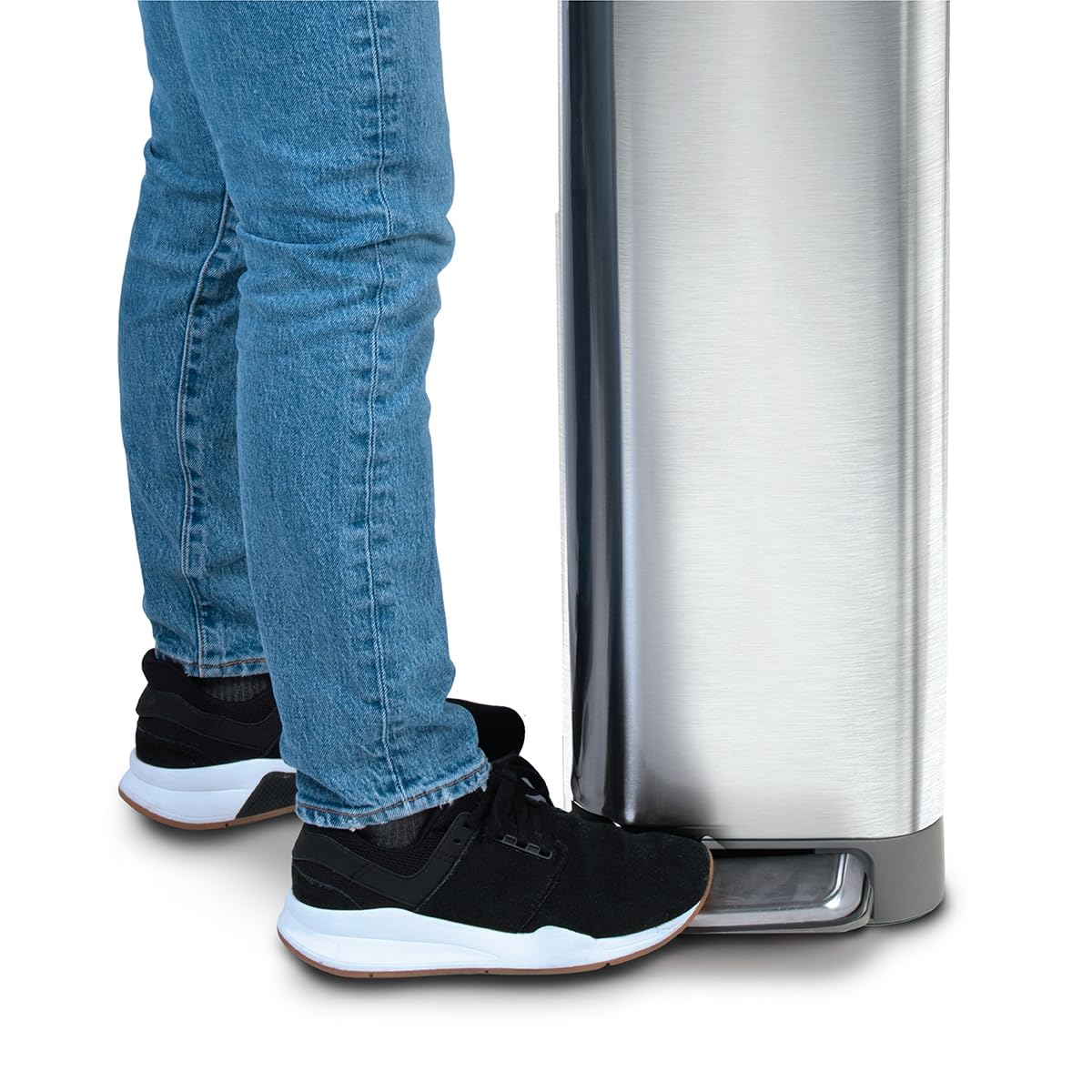 Glad slim trash can in kitchen lifestyle scene blending style and odor control