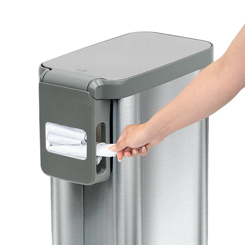 Glad slim trash can stainless finish closeup resisting fingerprints for tidy appearance