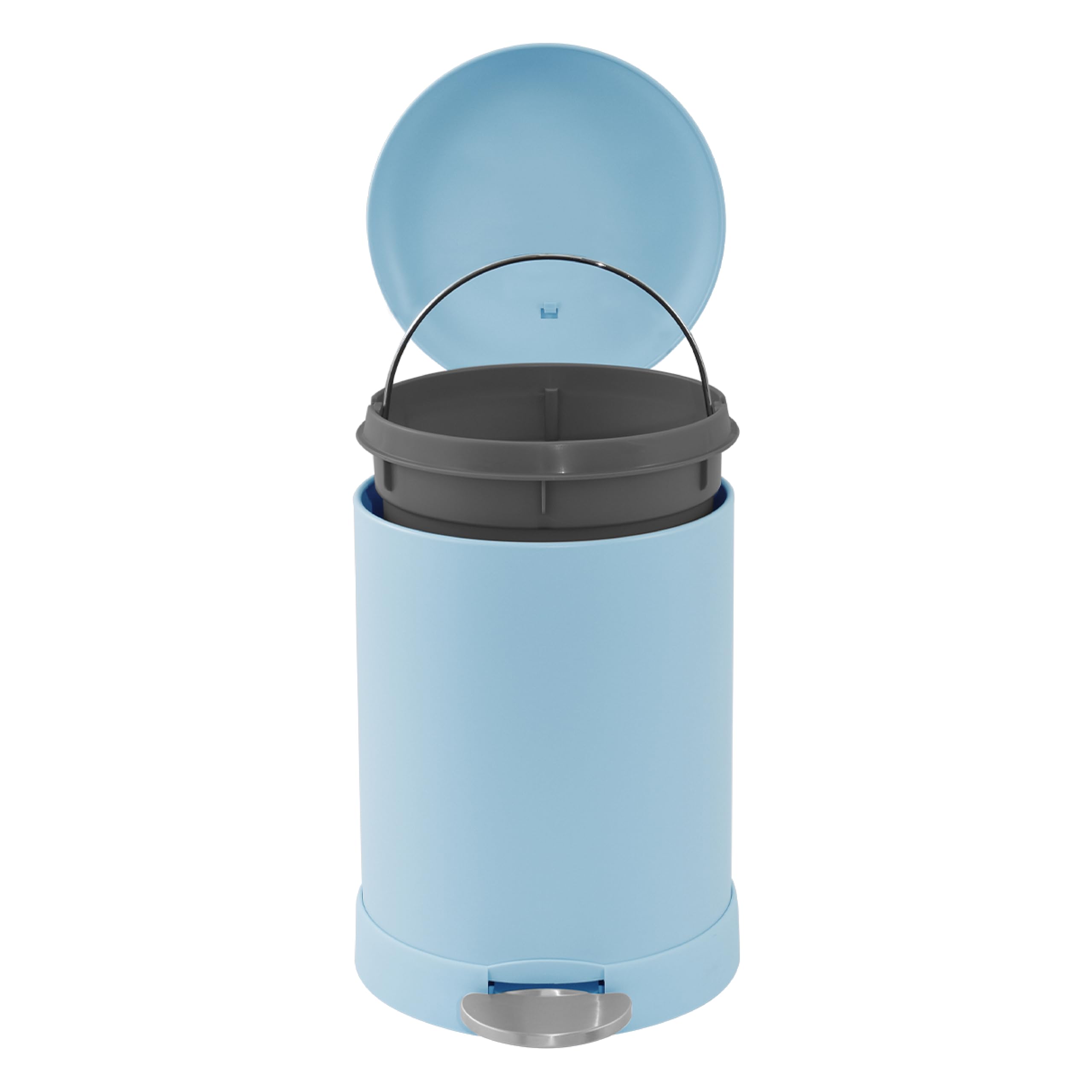 Glad trash can pedal action demonstrating hands-free use and quiet operation benefit
