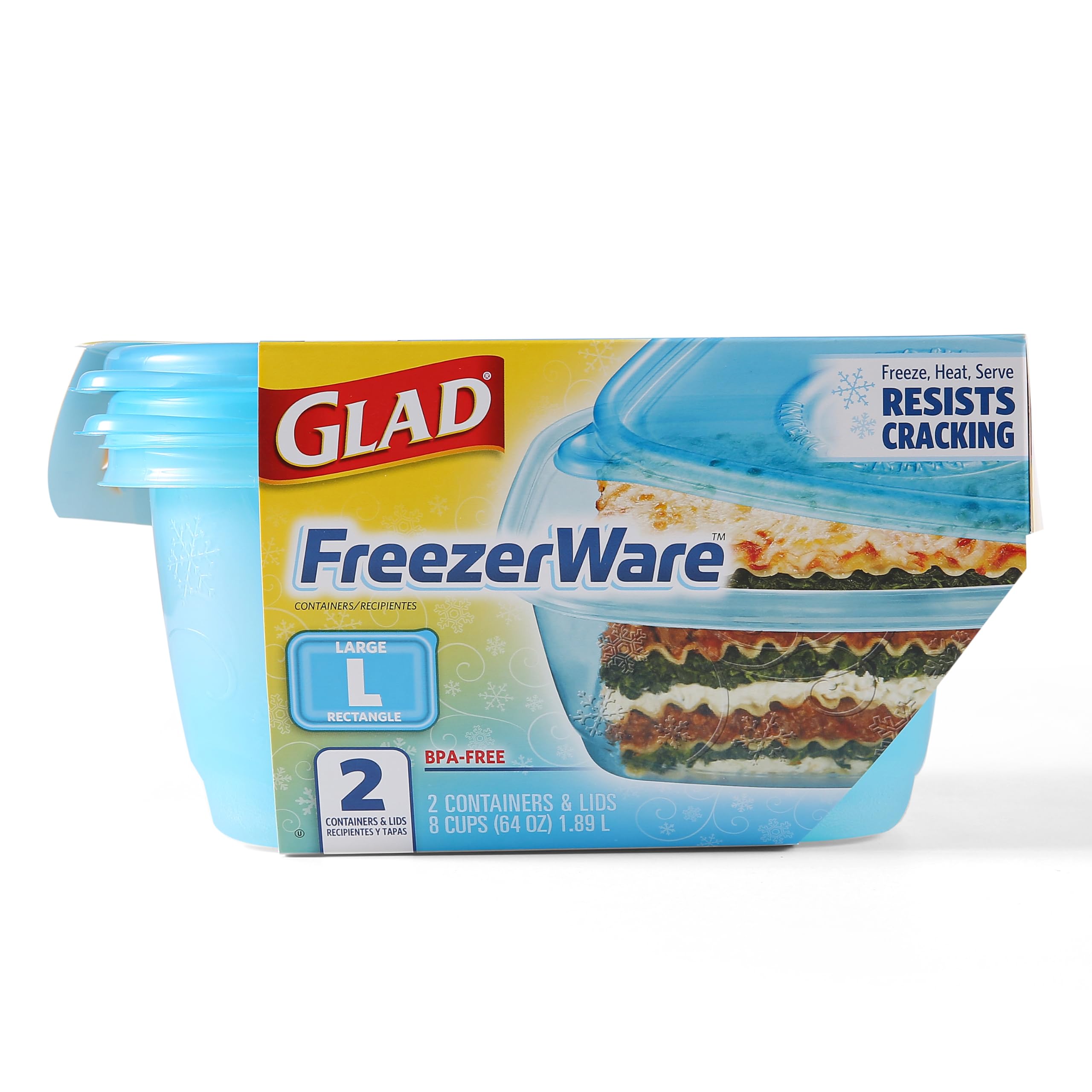 Glad container beside hand showing scale to visualize portion size