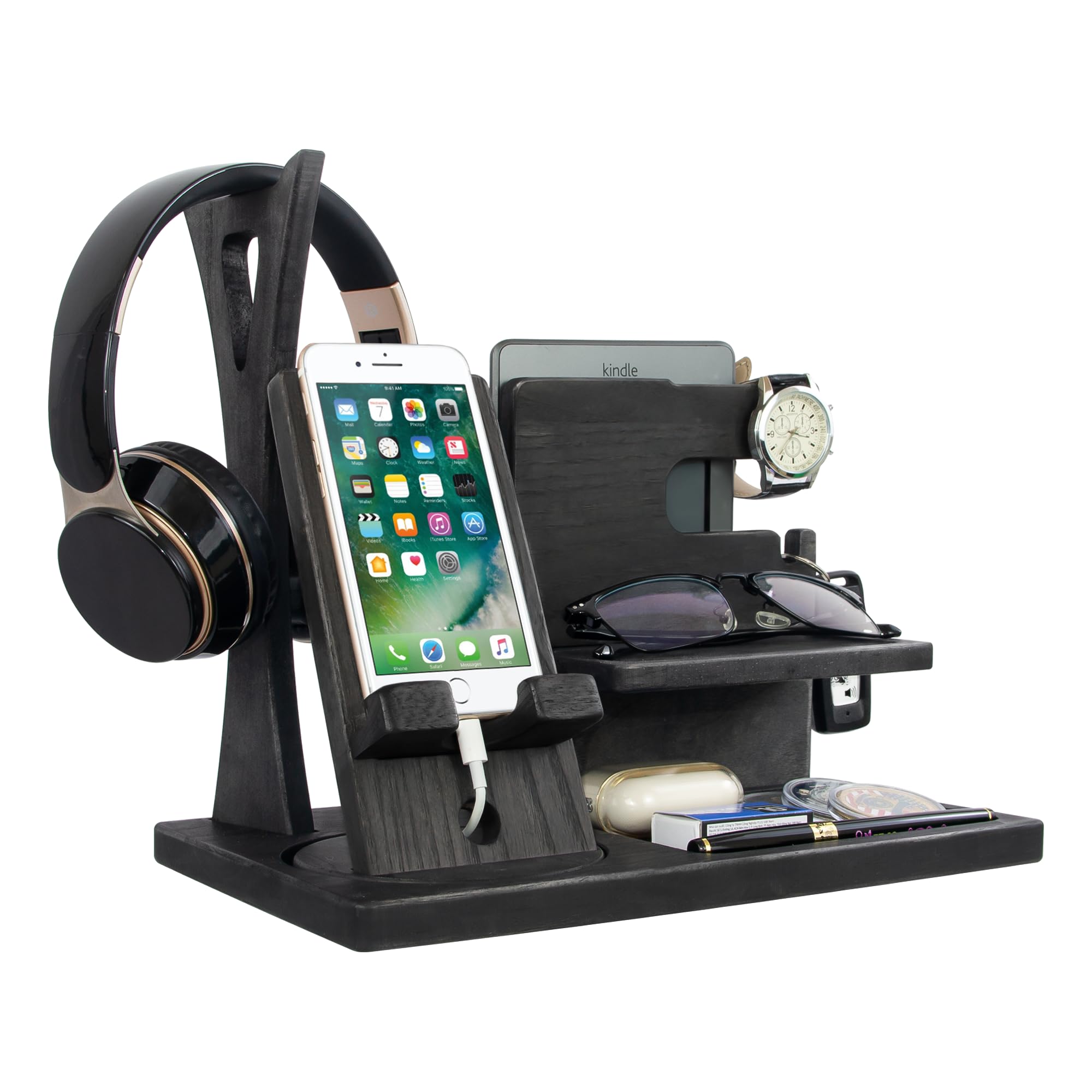 Gladsico front view showing organized nightstand and tidy charging benefits