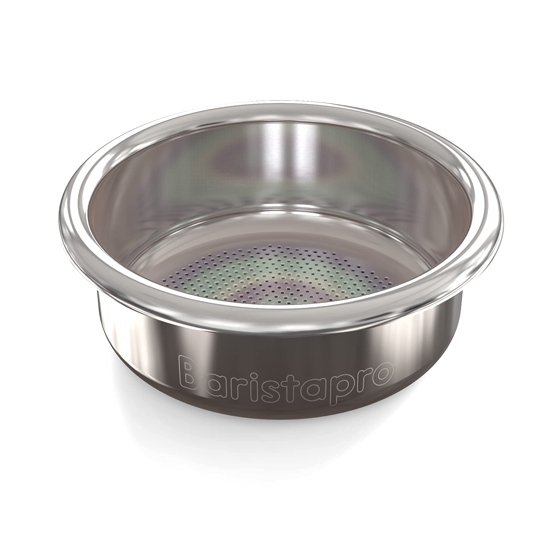 Gladwise basket next to tamper showing recommended 58.5–58.8mm fit