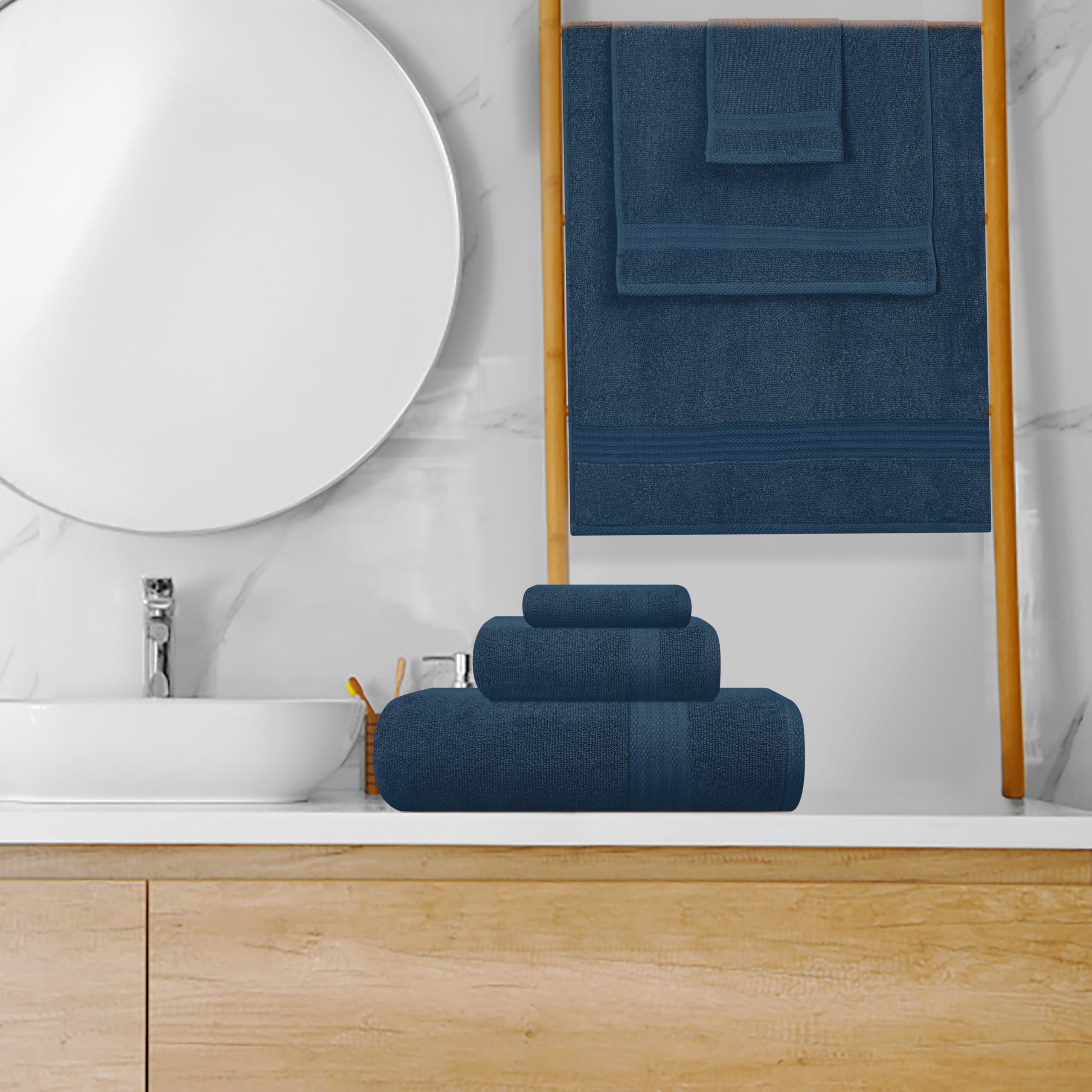 GLAMBURG bath towel draped in bathroom showing generous coverage and spa-like comfort