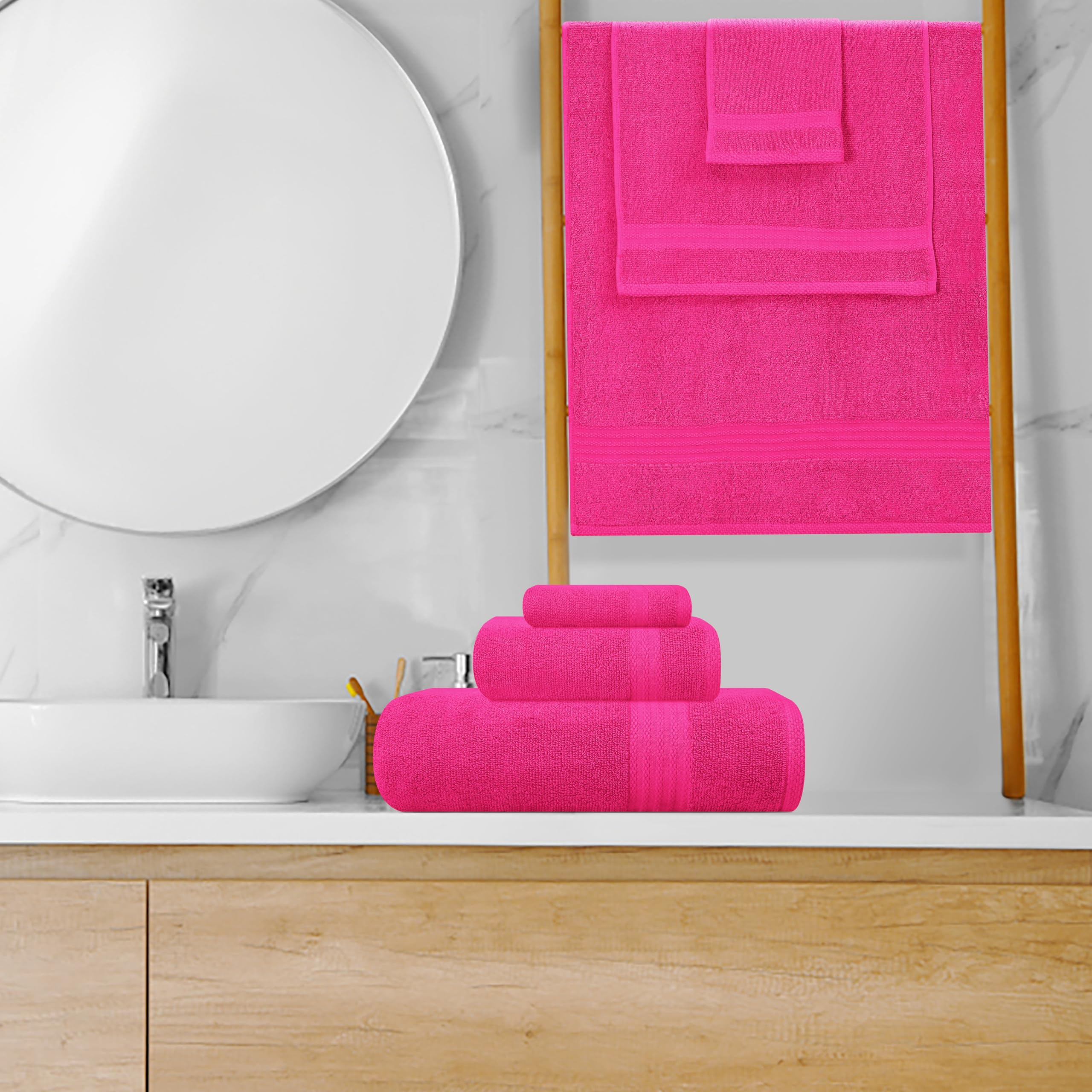GLAMBURG bath towel laid next to ruler showing 27x54 size for full body coverage