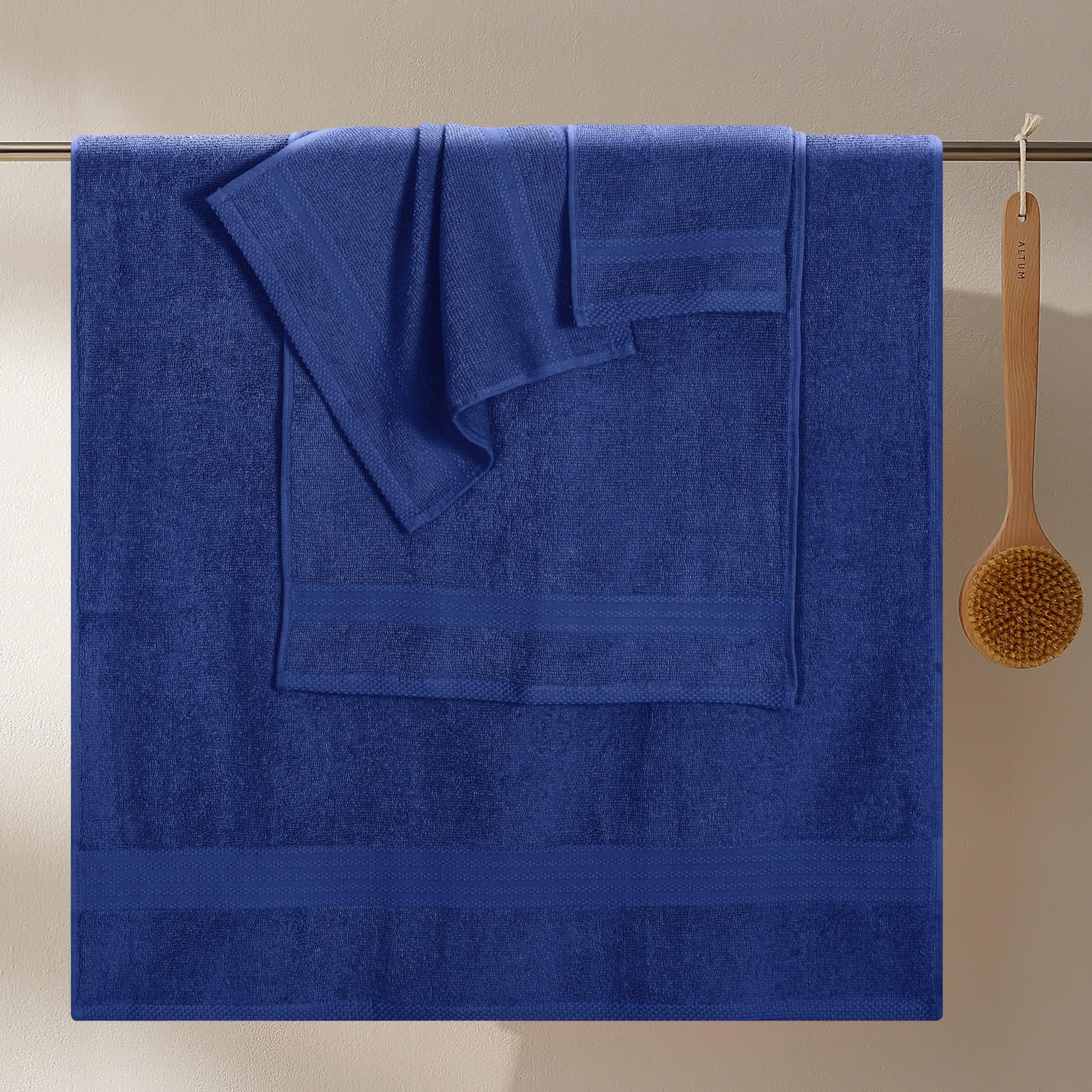 GLAMBURG oversized bath towel displayed with tape measure showing generous size