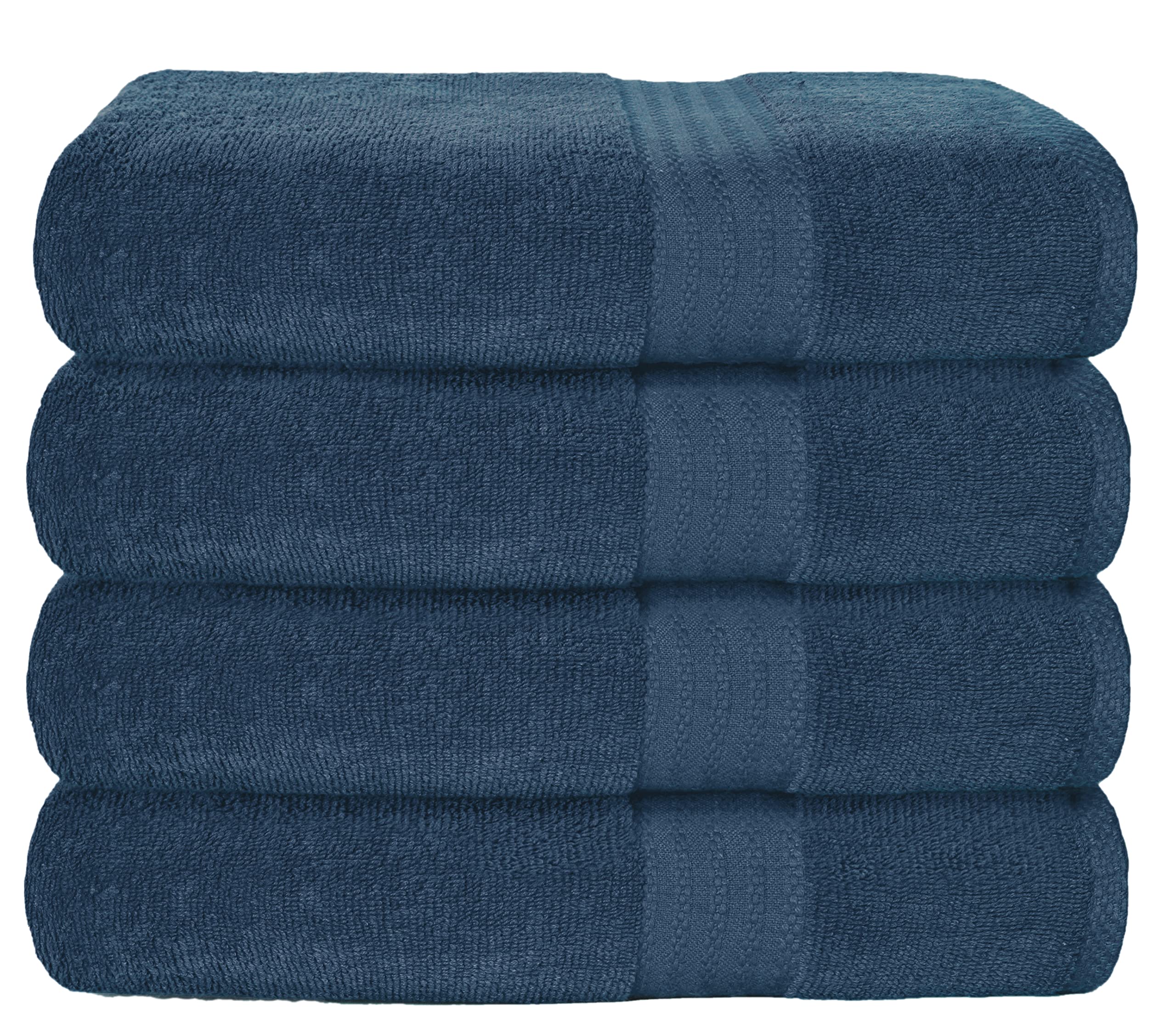 GLAMBURG folded mineral blue towels front view showing neat stack and softness
