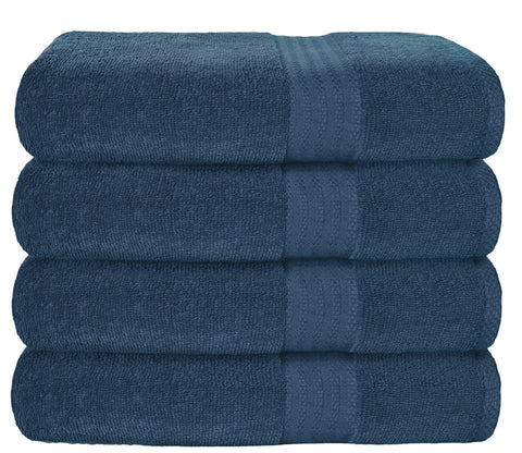 GLAMBURG folded mineral blue towels front view showing neat stack and softness