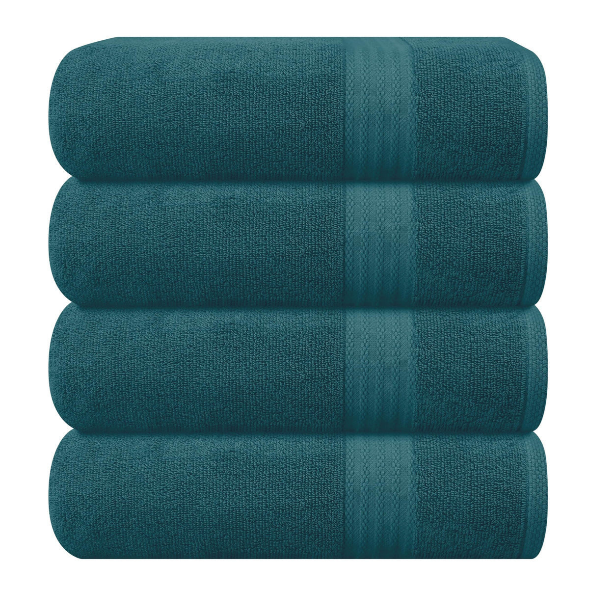 GLAMBURG teal towel set front view showing neat packaging and color