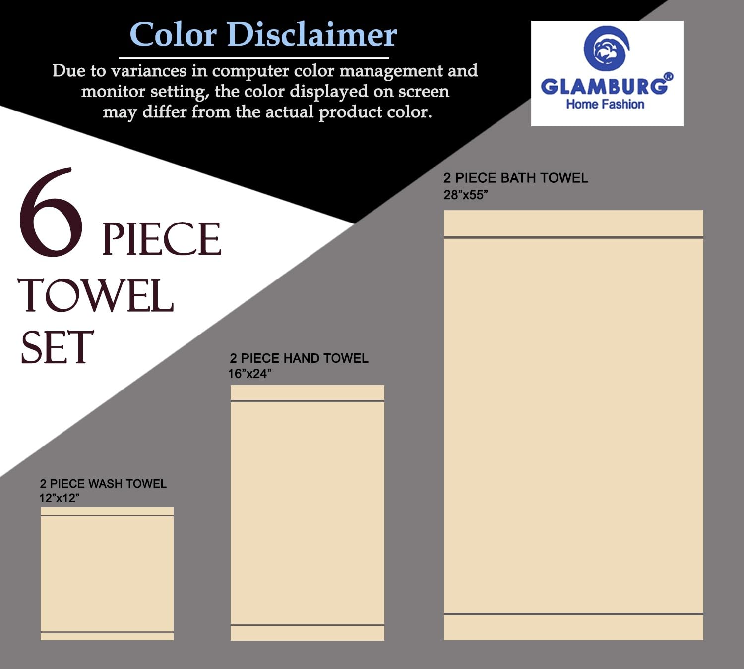GLAMBURG towels next to a ruler for size comparison demonstrating the oversized 28x55 inch bath towel