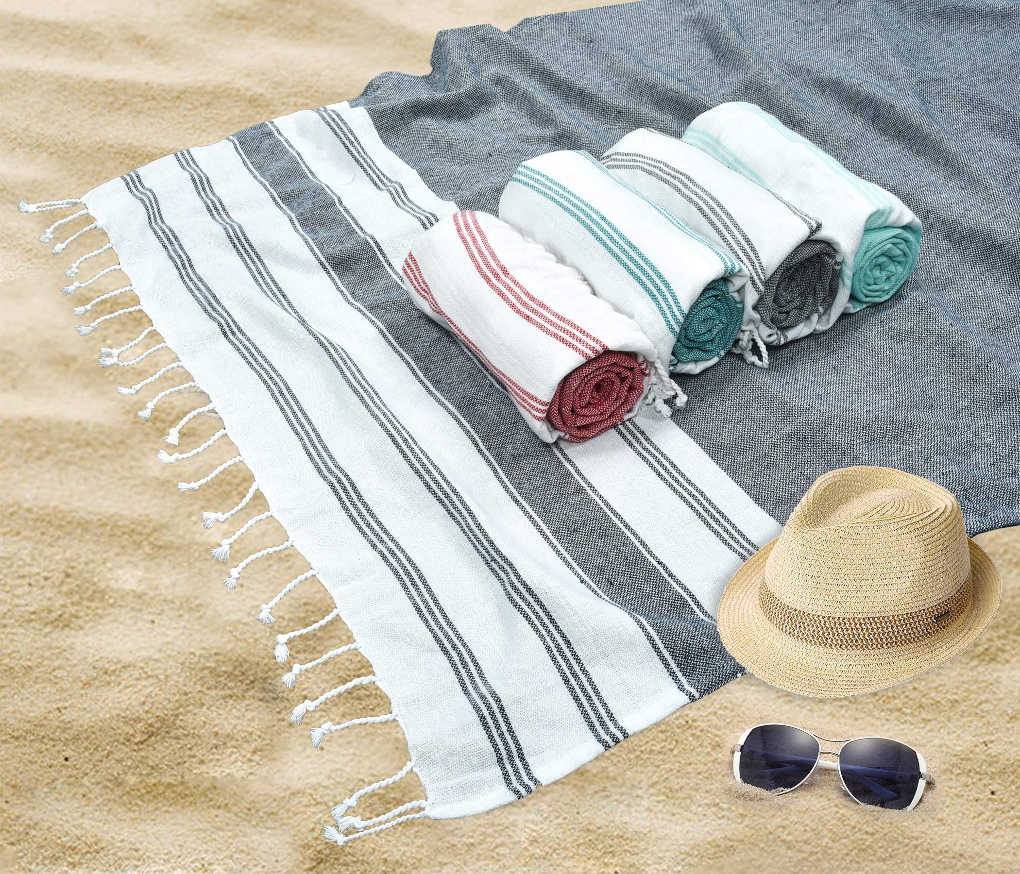 GLAMBURG towel spread on sandy beach, quick-drying outdoor use