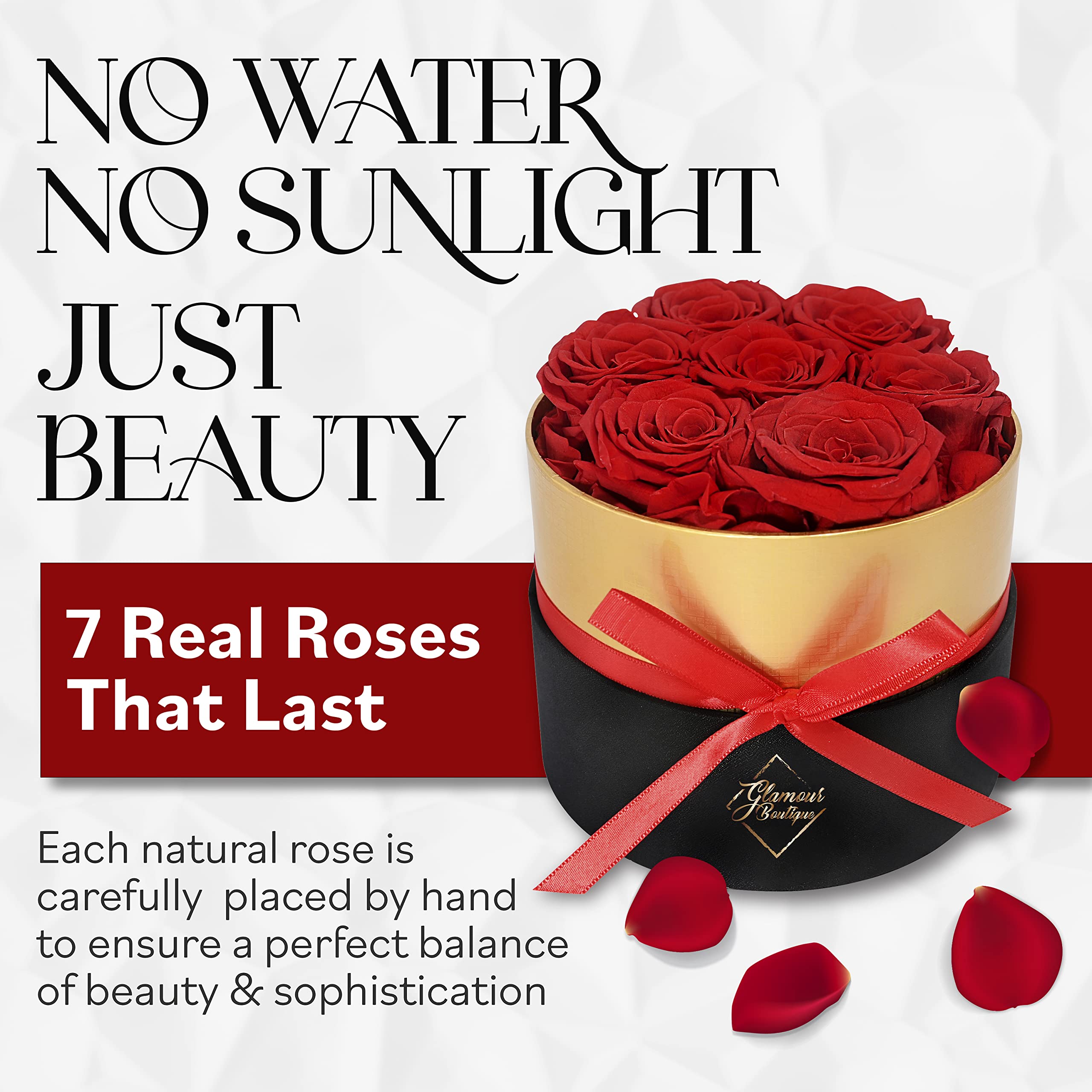 GLAMOUR BOUTIQUE close-up of rose petal texture preserving natural look and depth