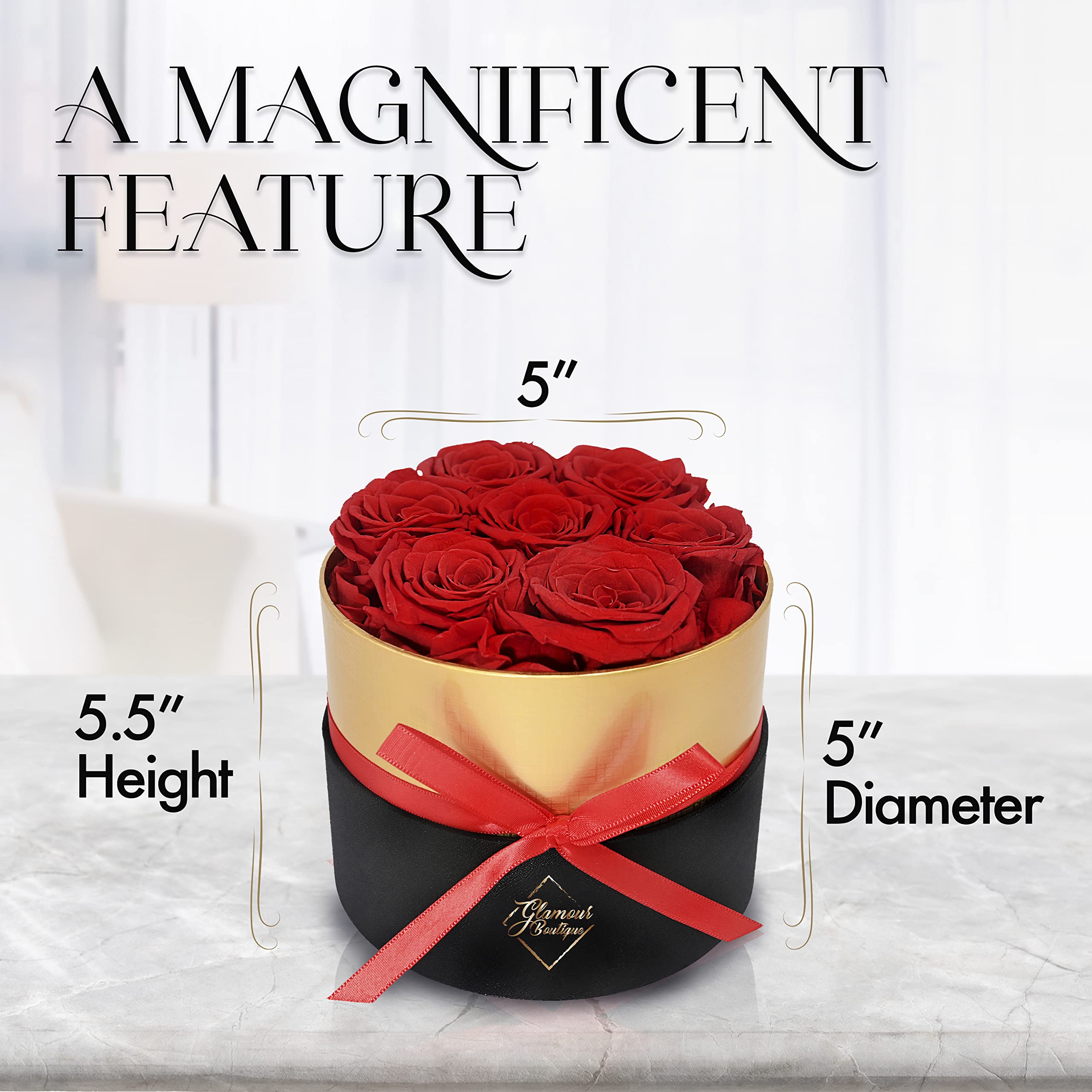 GLAMOUR BOUTIQUE lid label close-up highlighting branded luxury and gifting quality