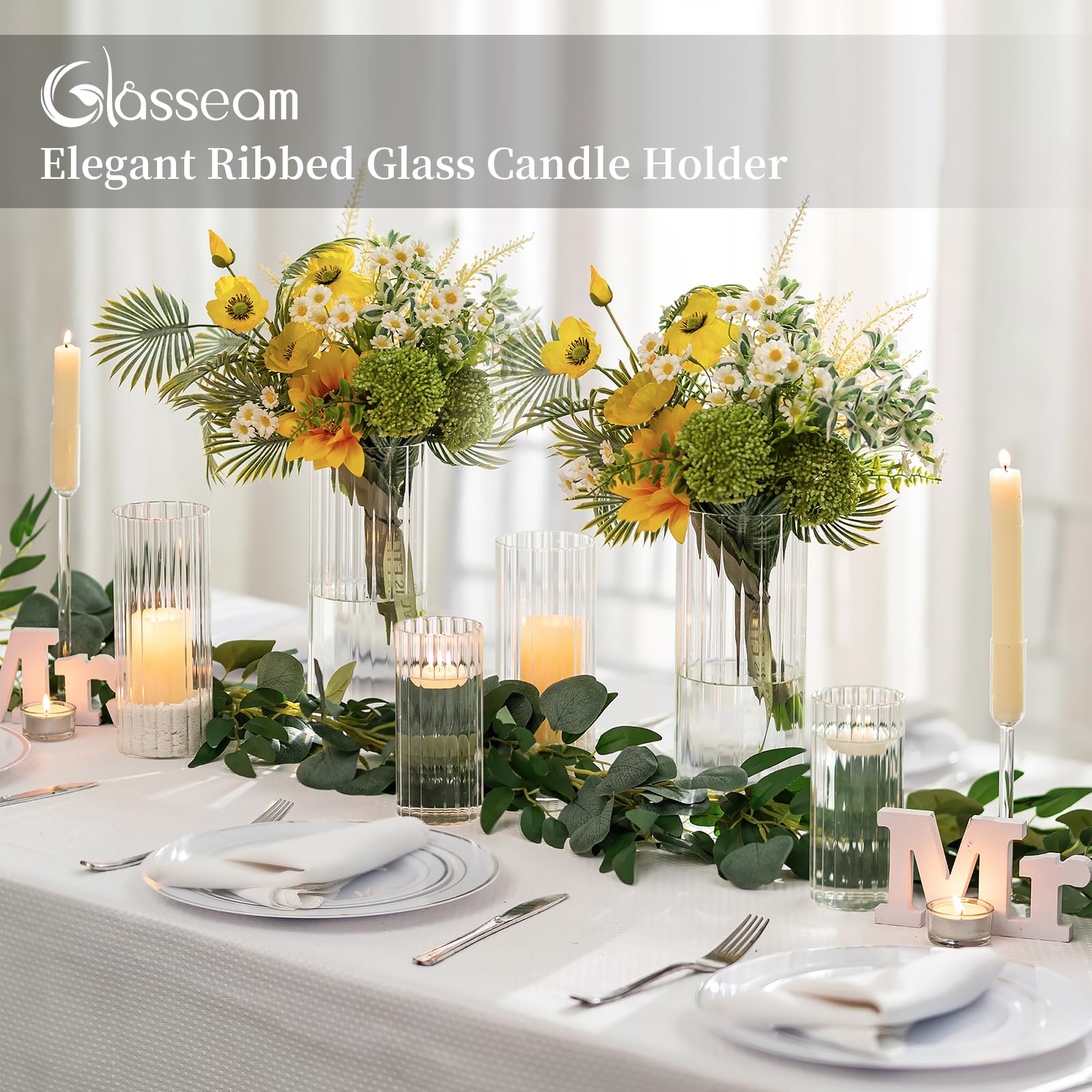 Glasseam close-up of ribbed glass texture enhancing candlelight diffusion benefit