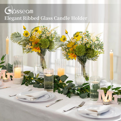 Glasseam close-up of ribbed glass texture enhancing candlelight diffusion benefit