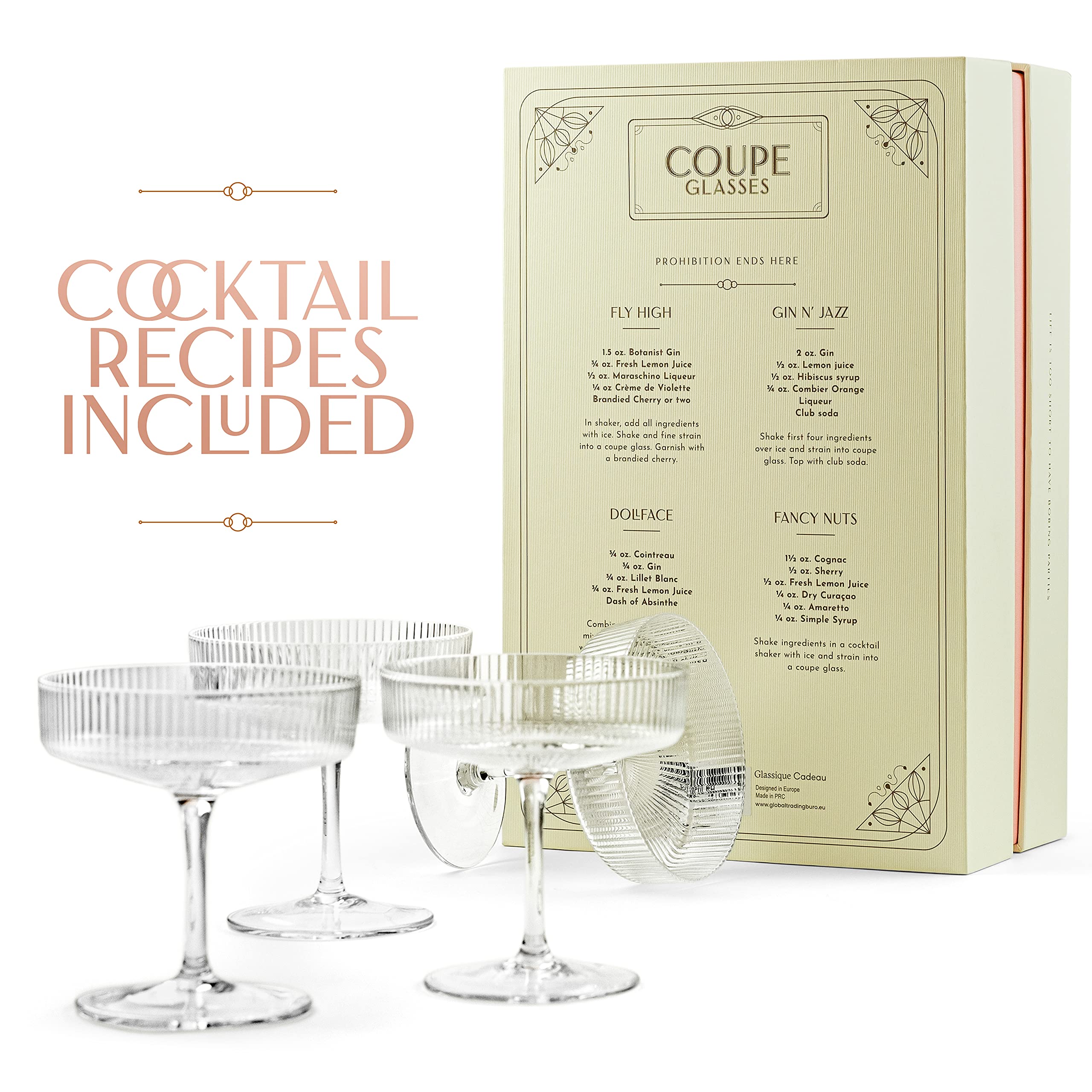 GLASSIQUE CADEAU coupe with cocktail showing presentation and aroma benefit