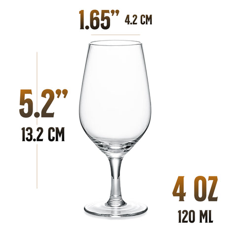 GLASSIQUE CADEAU four snifters arranged on wooden board for tasting flight