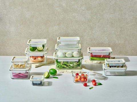 Glasslock arranged rectangles and squares demonstrating size variety