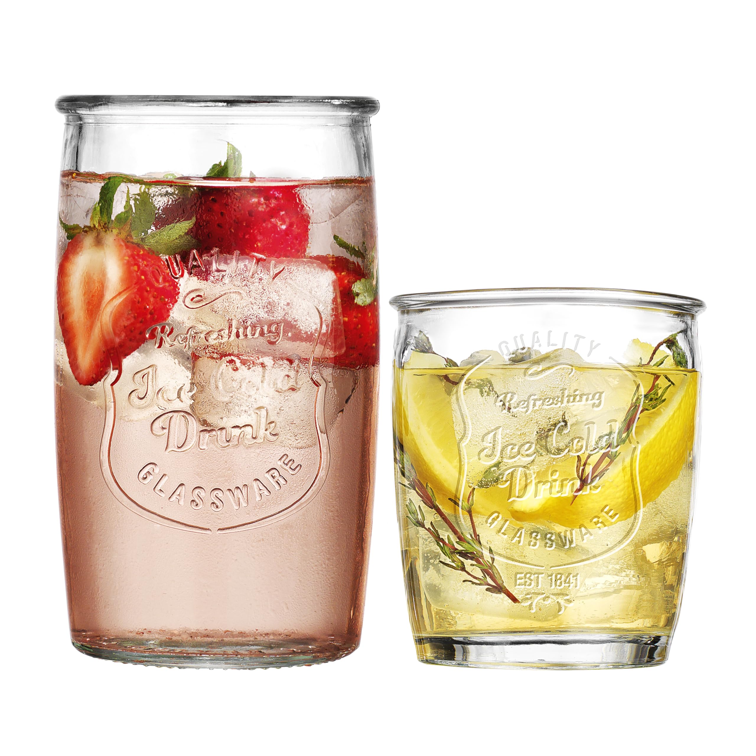 Glaver's glasses stacked to demonstrate space-saving storage advantage