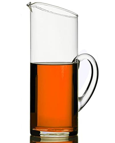 Glaver's pitcher beside drinking glass showing 58 oz capacity and scale