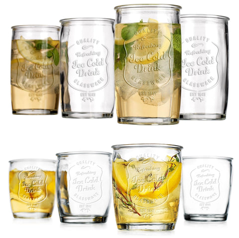Glaver's glasses in a table setting with cocktails highlighting entertaining appeal