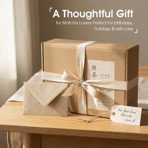GleeNflux matcha set in a calm lifestyle scene presenting serene tea ceremony ambiance