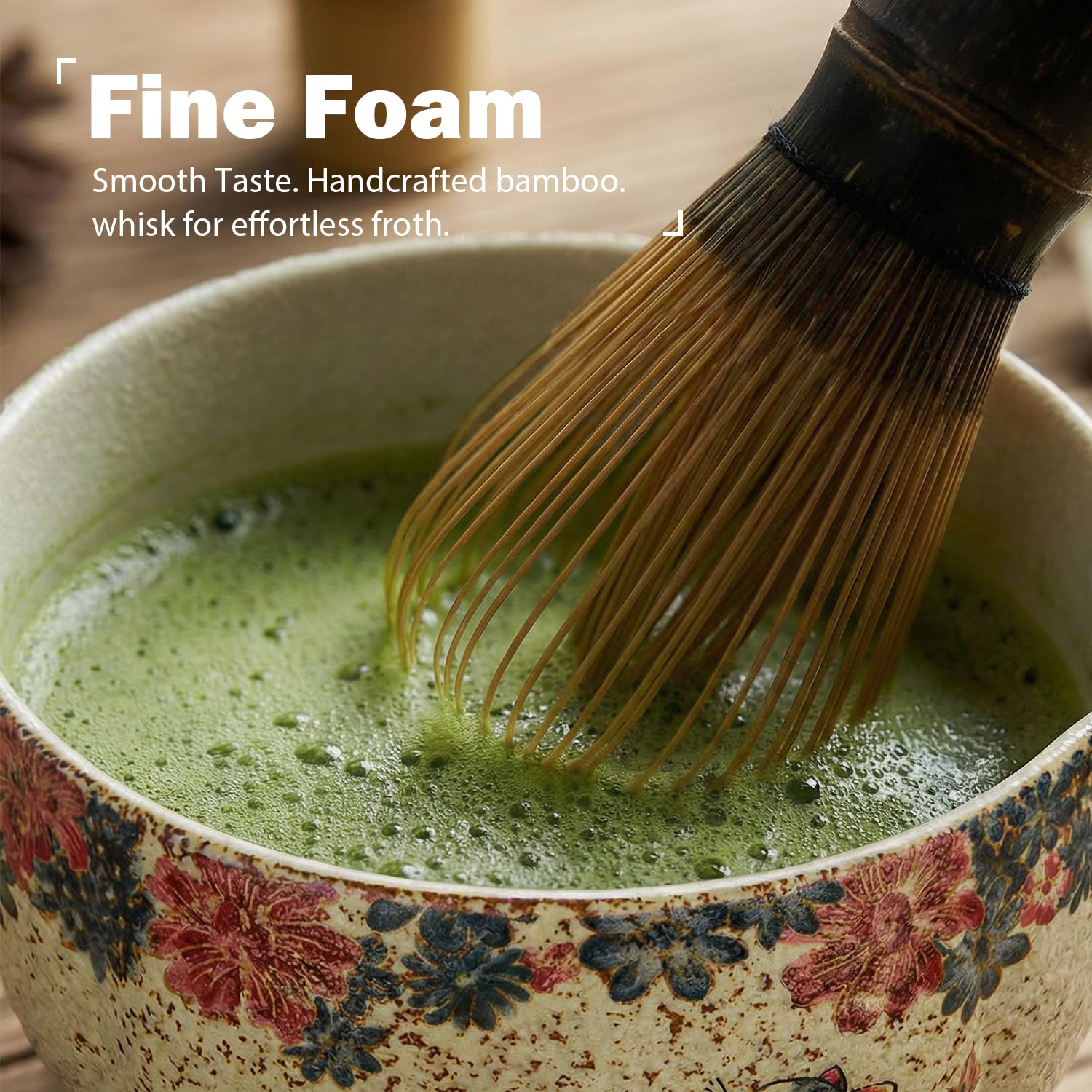 GleeNflux bamboo scoop with rest showing measured portion control and tidy serving