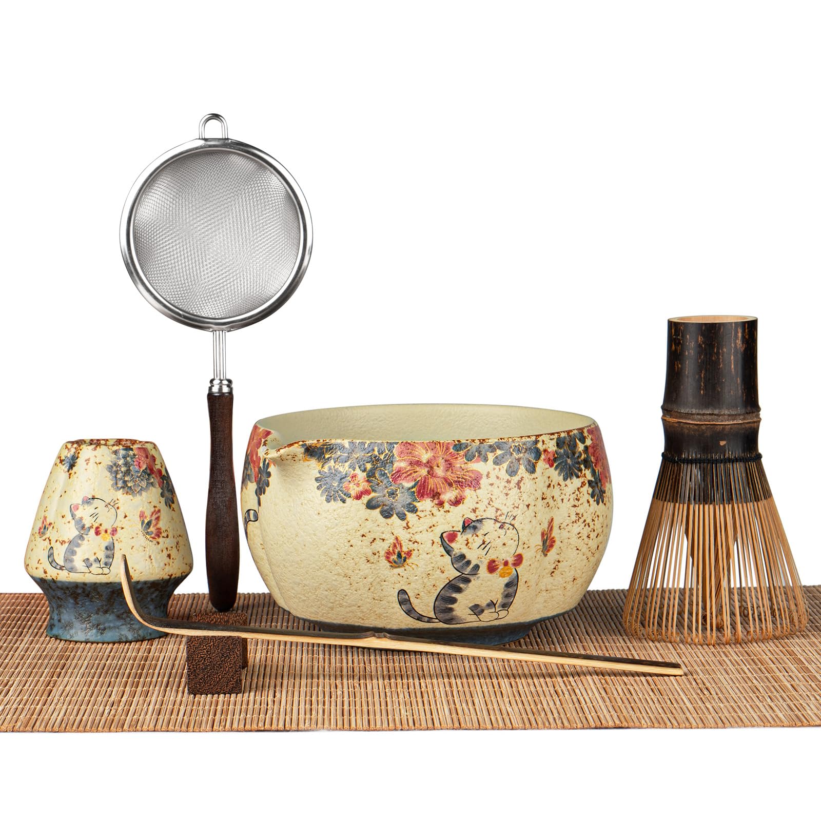 GleeNflux full matcha set front view showing complete kit and organized layout, elegant presentation