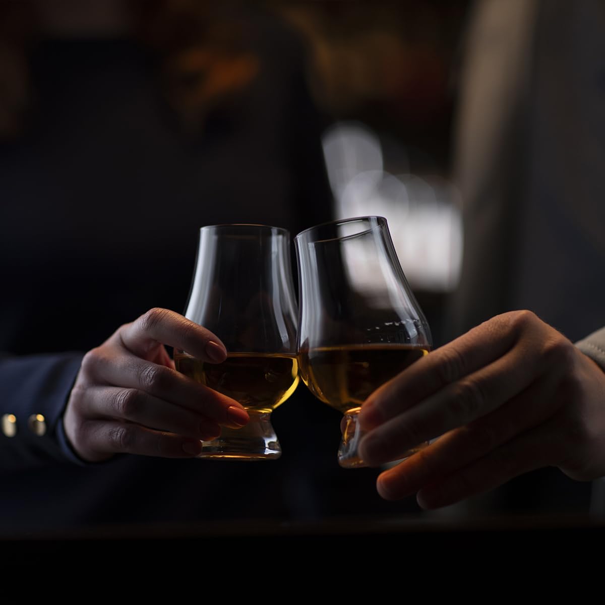 GLENCAIRN set displayed on wood bar suggesting elegant entertaining benefit