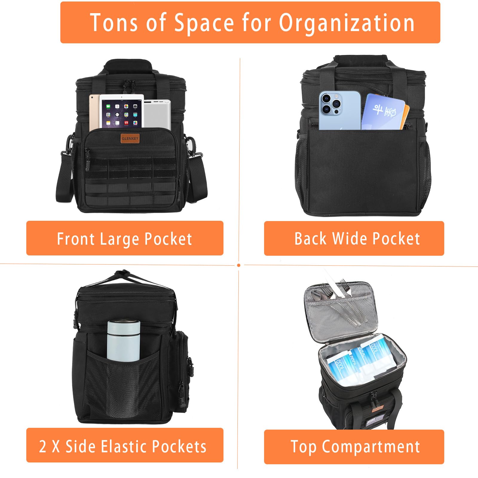 GLENKEY open expanded lunch box displaying dual compartments and extra volume