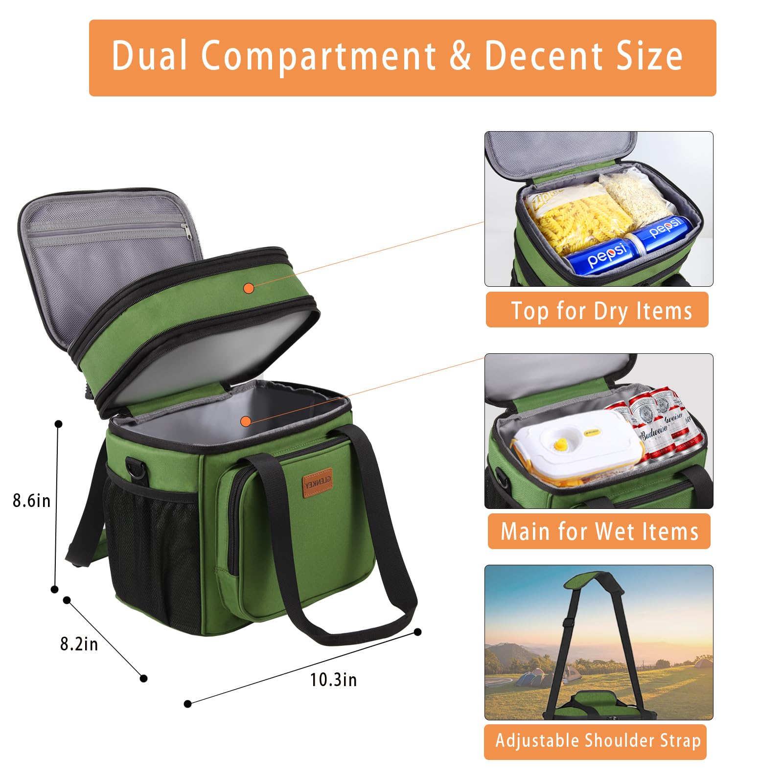 GLENKEY top compartment expanded to show extra capacity benefit