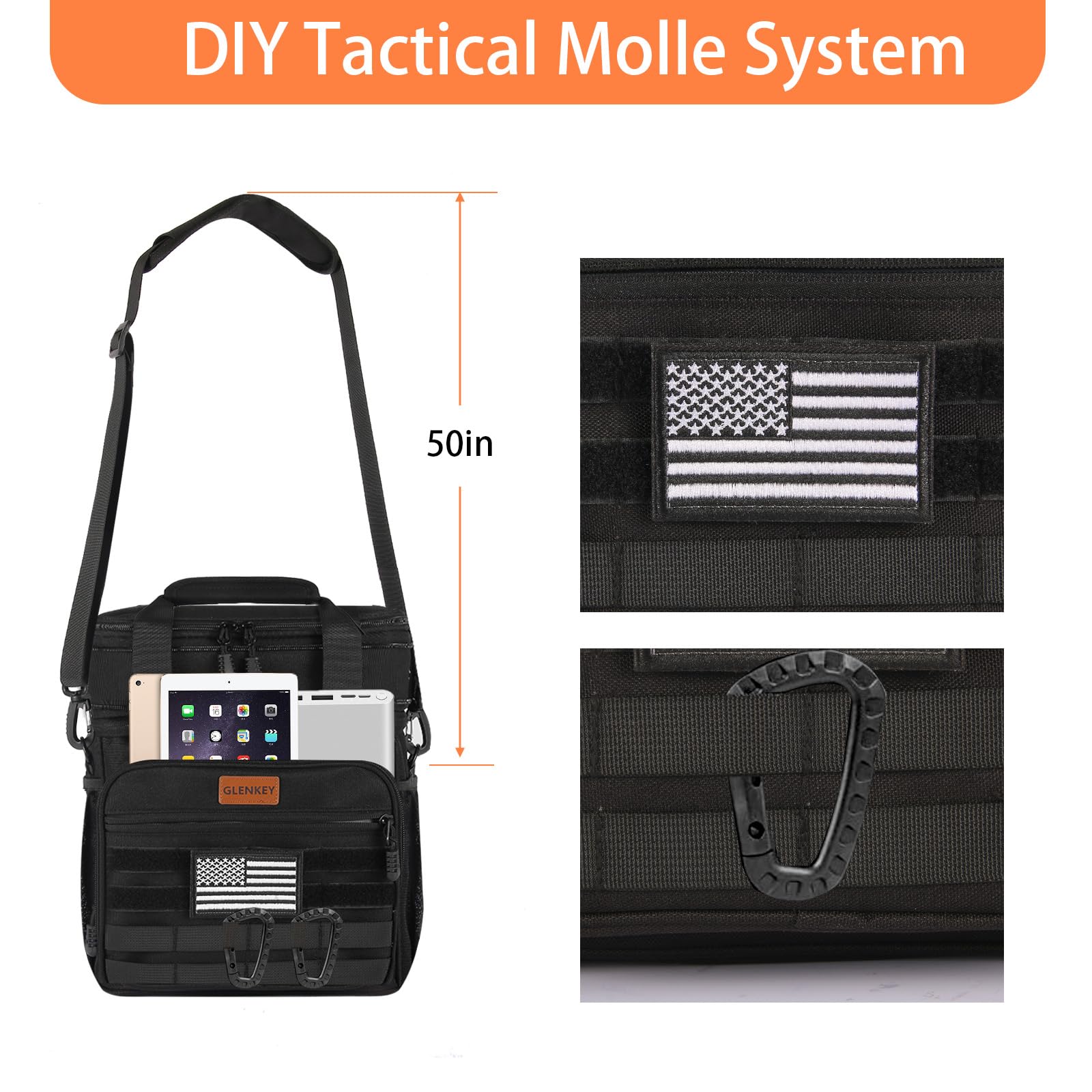 GLENKEY side with MOLLE webbing and Velcro for attachments improving carry versatility