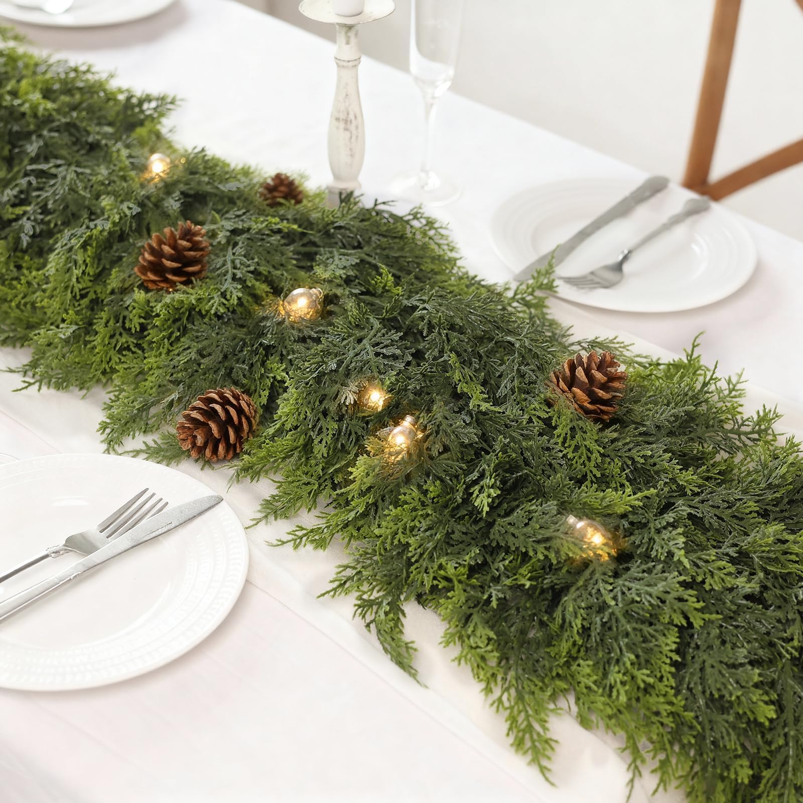 GLIDLION garland draped on mantel creating festive ambiance