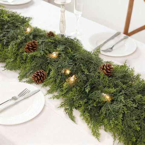 GLIDLION garland draped on mantel creating festive ambiance
