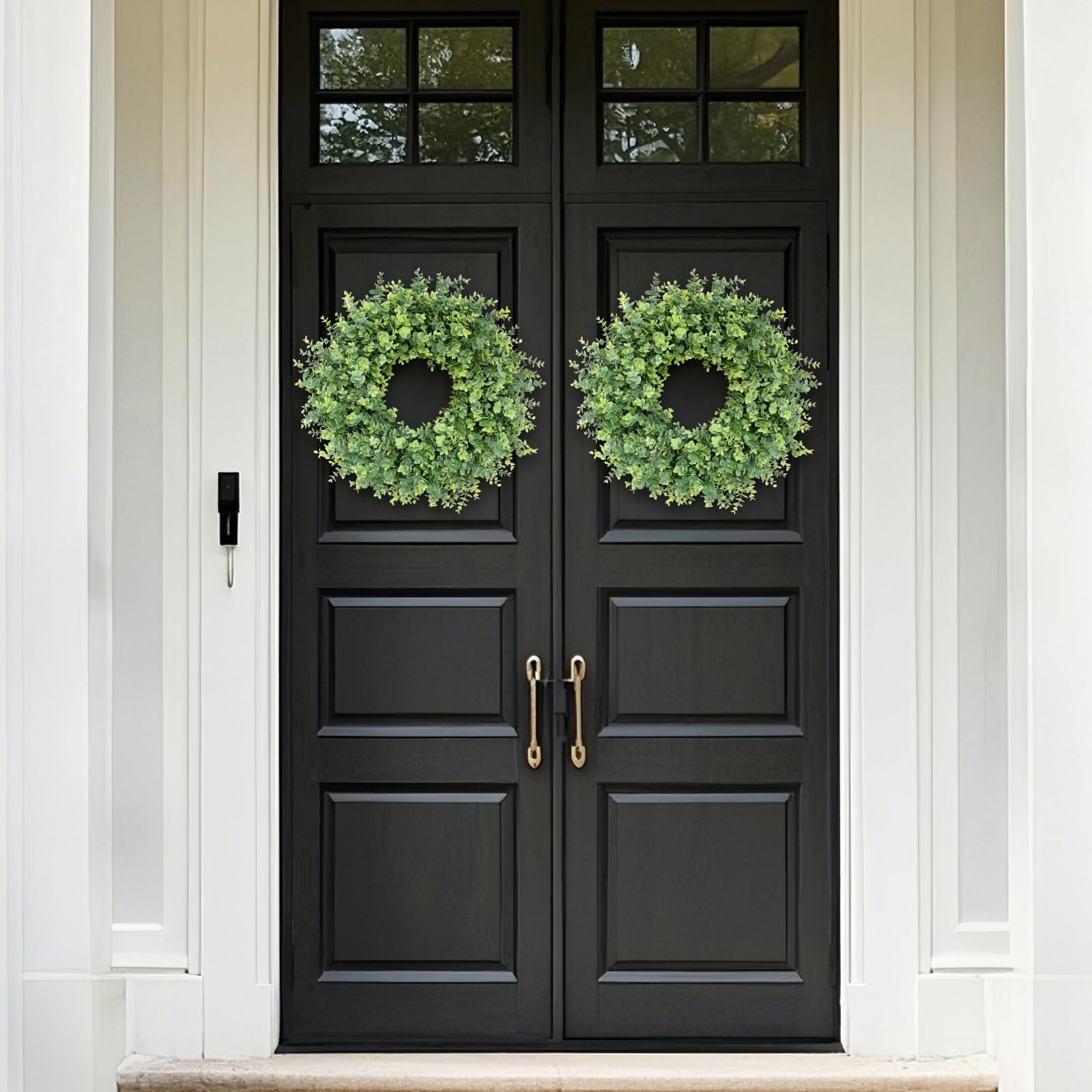 GLIDLION wreath on outdoor entry resisting wind and weather