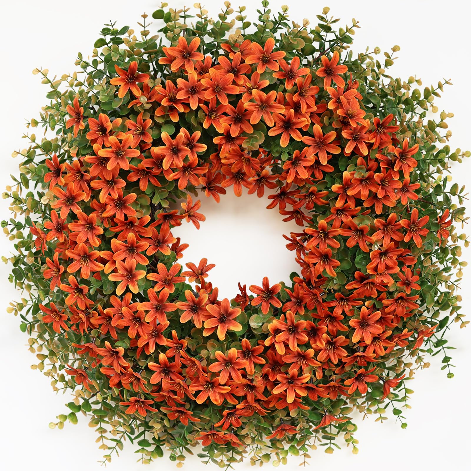 GLIDLION front view showing full fall orange wreath benefits curb appeal
