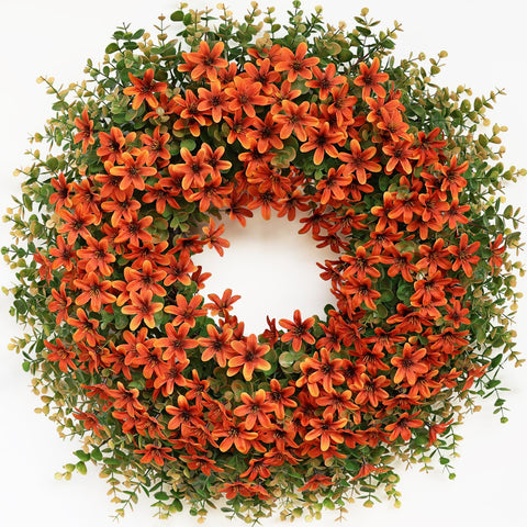 GLIDLION front view showing full fall orange wreath benefits curb appeal