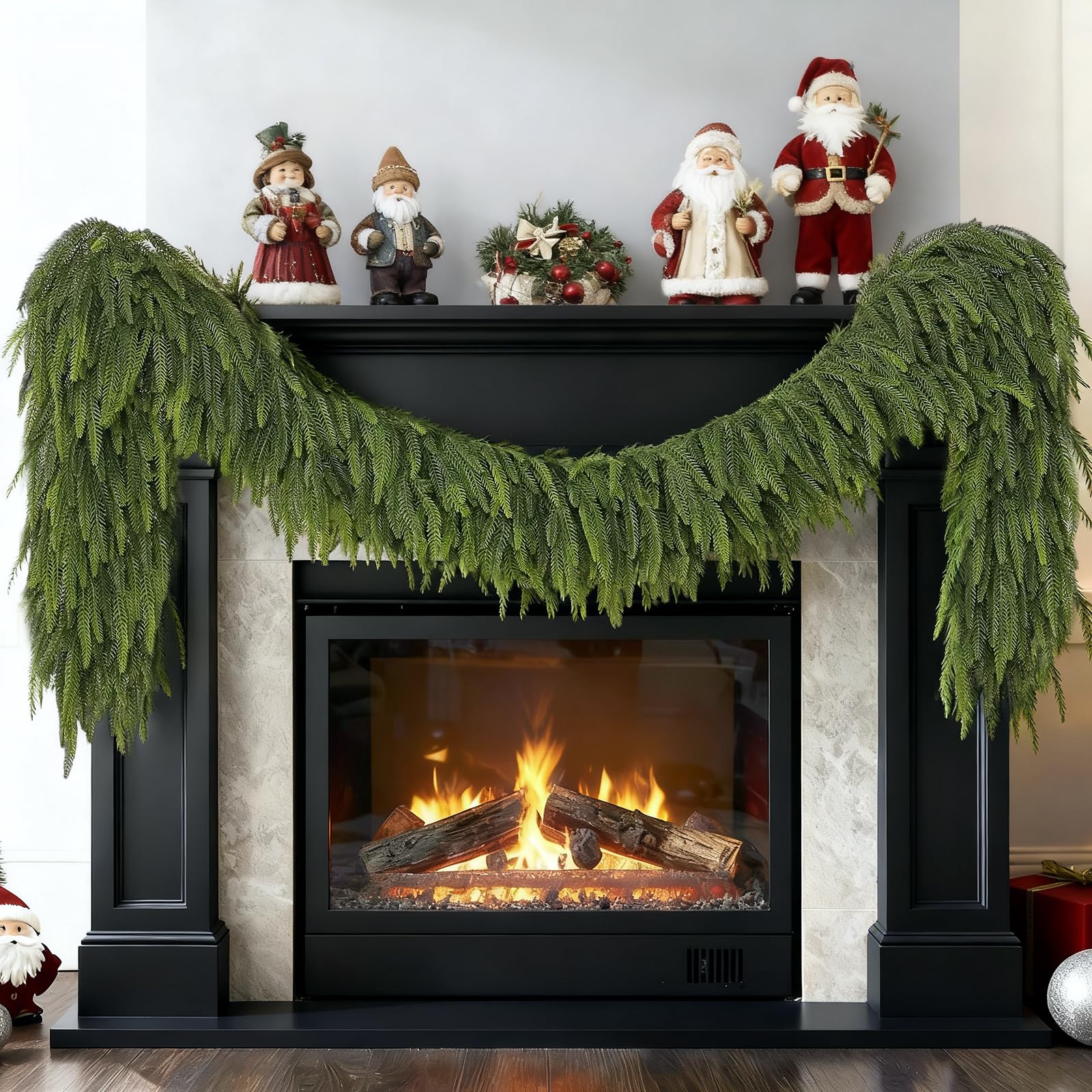 GLIDLION garland wrapped around staircase railing offering layered holiday styling