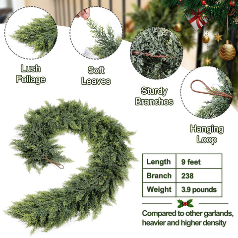 GlimLit garland draped on mantle adding festive greenery and warmth
