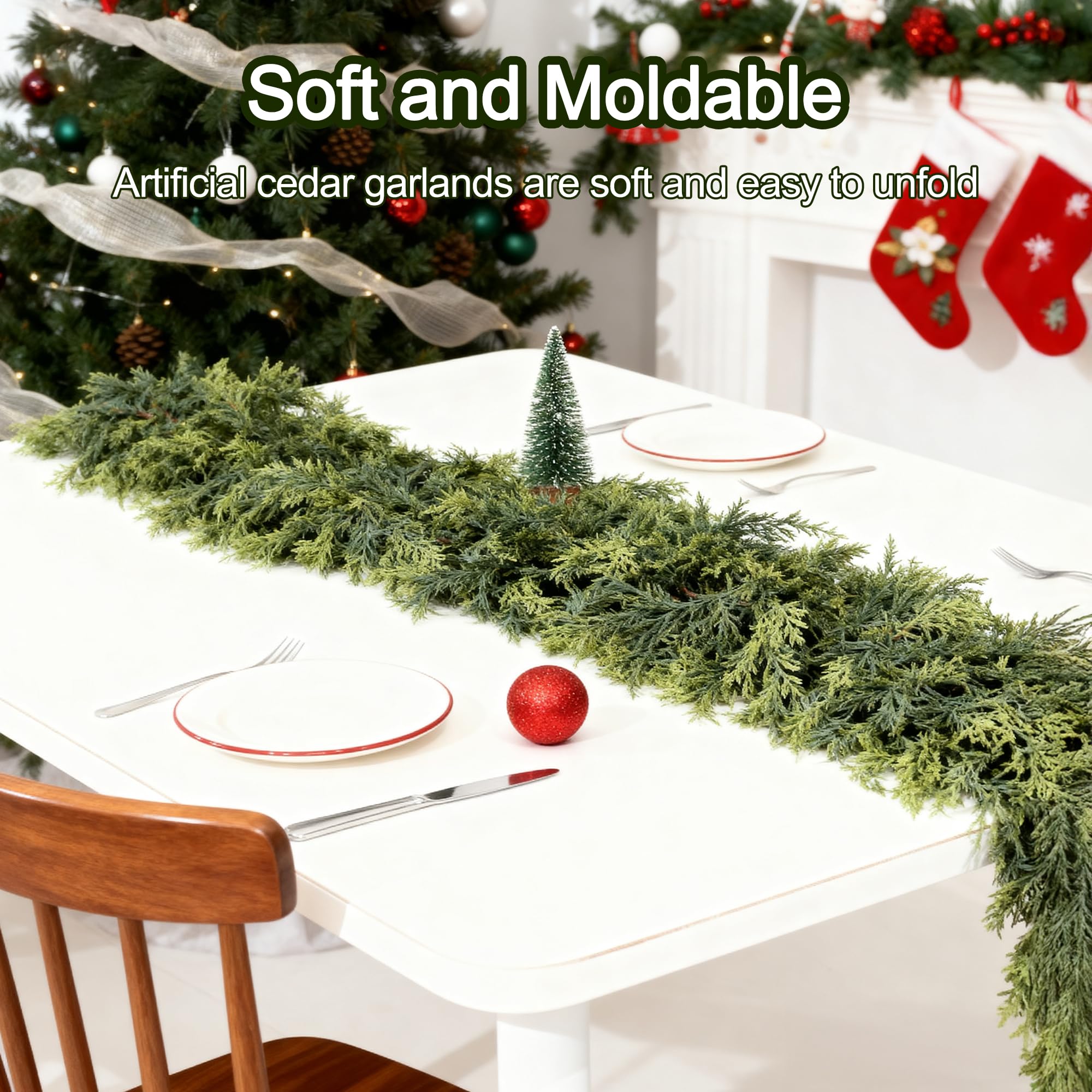 GlimLit garland styled with lights and ornaments for customizable decor