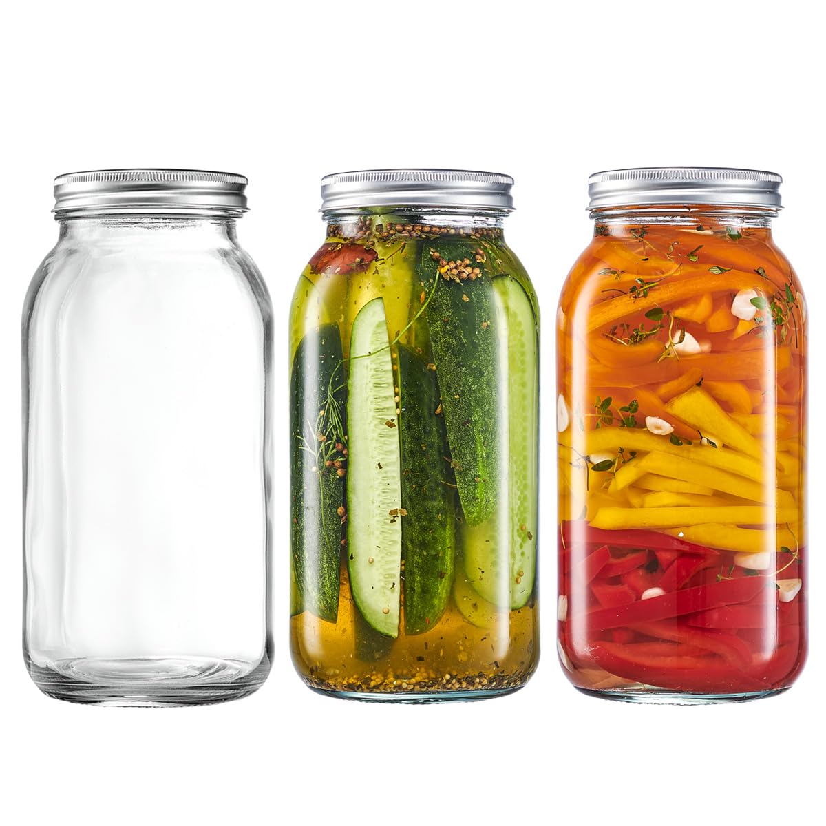 GLING 64 oz mason jar front view shows clear glass and capacity for preserving