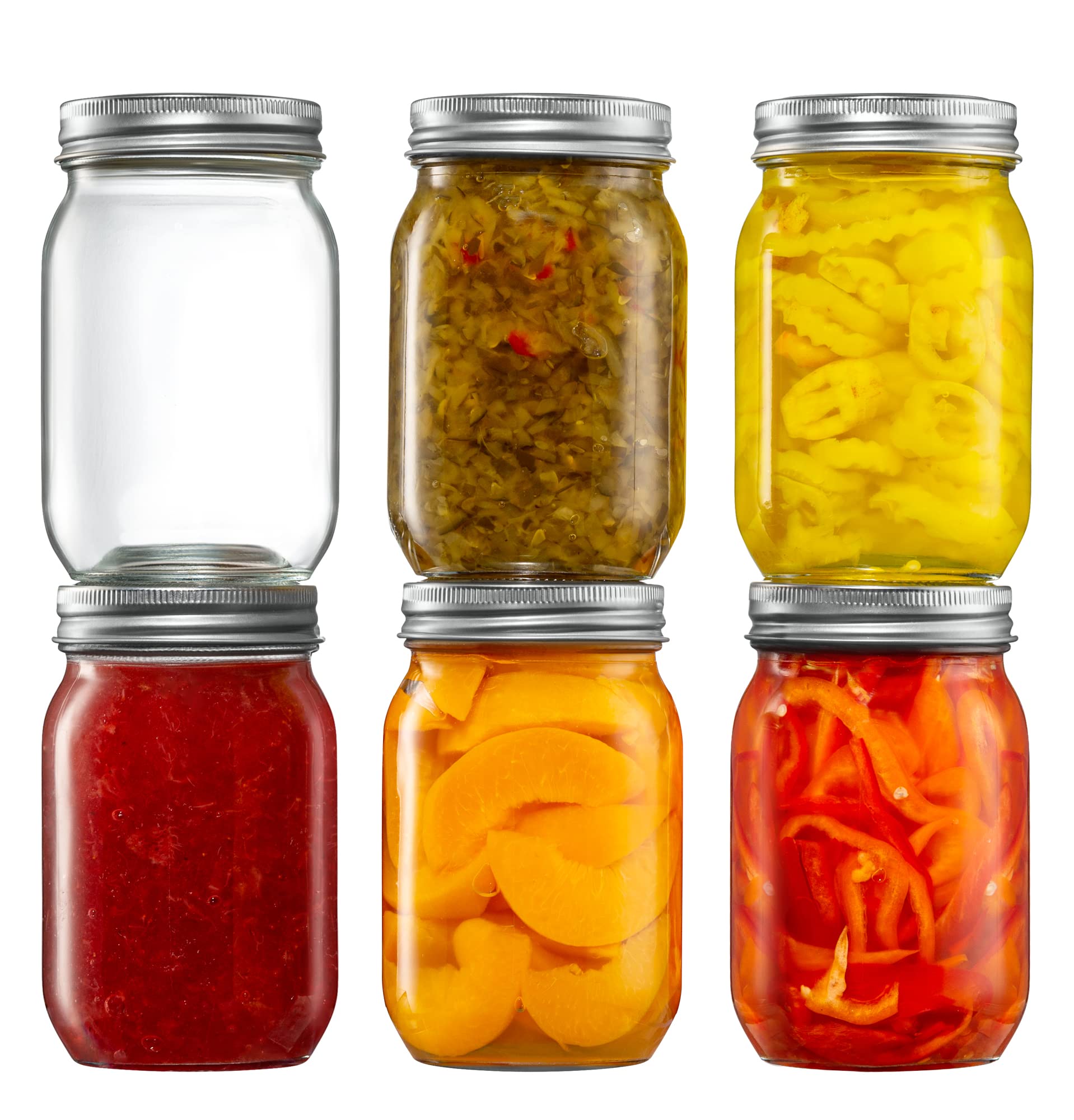 GLING front view of six 16 oz jars showing organized storage benefit