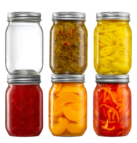 GLING front view of six 16 oz jars showing organized storage benefit
