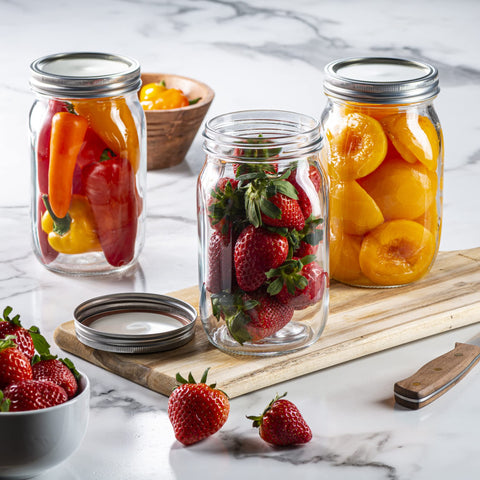 GLING wide-mouth jar opening shown with spoon, easy filling and cleaning benefit