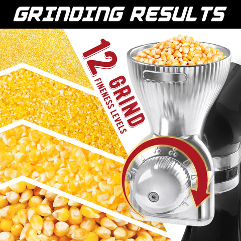 GLINK close-up of grinding plates highlighting metal construction benefit: consistent grind results