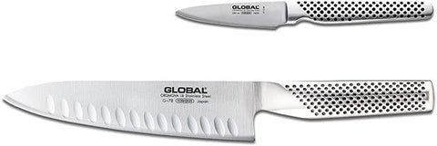 Global 2 Piece Cook's Set front view showing chef and paring knives for precise prep