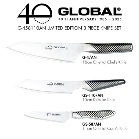 Global 4-inch paring knife detail showing control and fine work