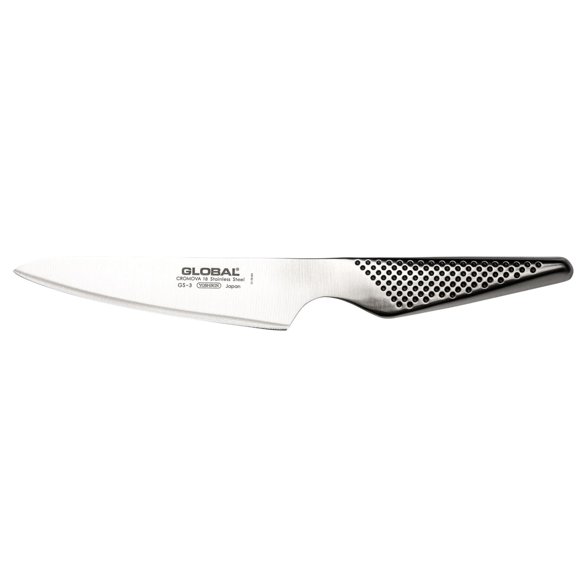Global 5" front view showing blade and hollow handle for balanced control